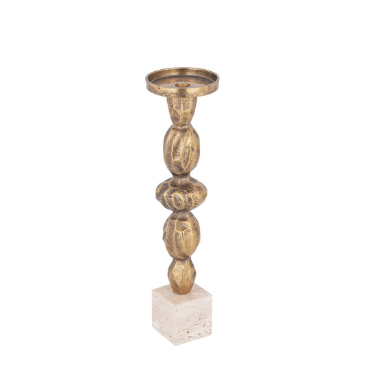 Malines Gouden Aluminium Kandelaar Op Voet L - Set Van 2 - 2 Sets 43x11x11 cm