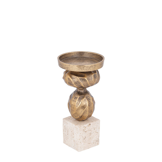 Malines Gouden Gegoten Aluminium Kandelaar Op Voet Set van 2 - 2 Sets 23x11x11 cm