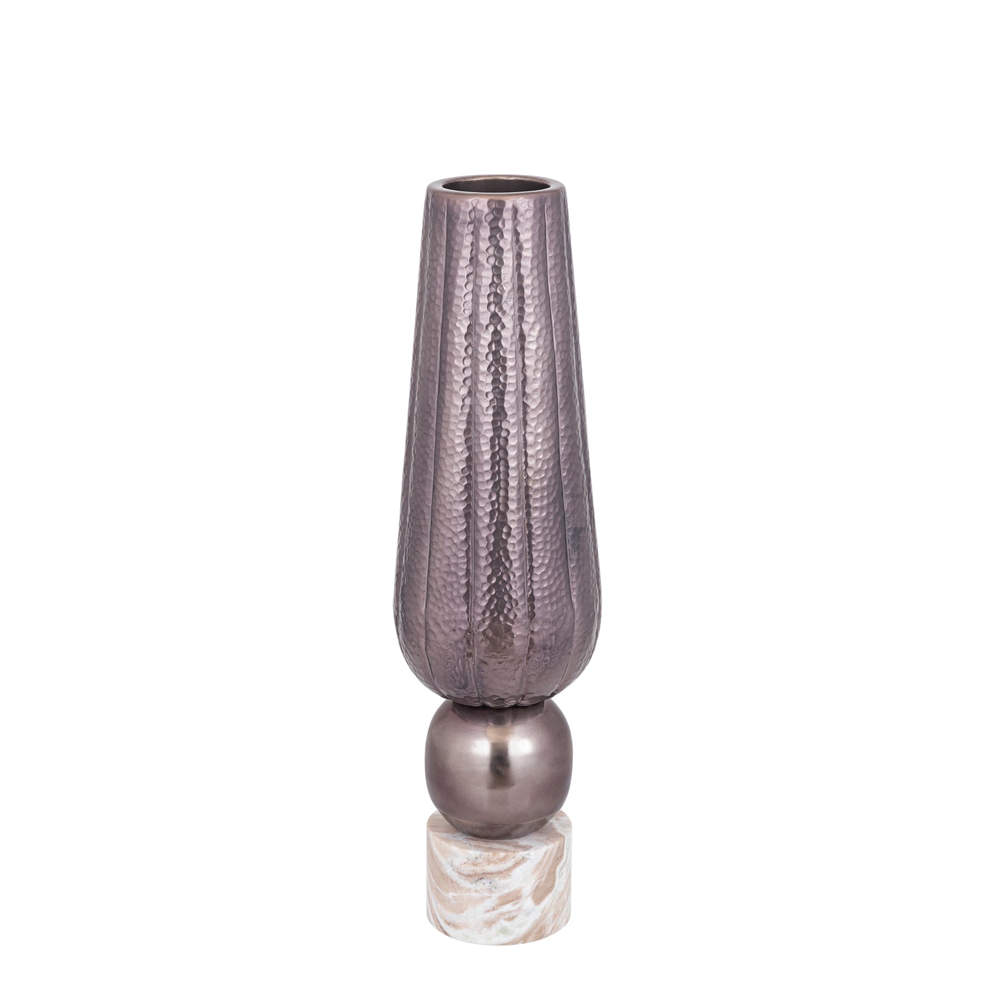 Marive Bronze Alu Sheet Vase On Marble Base Round