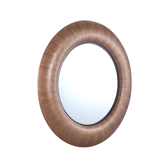 Gezzy Natuurlijke Houten Fineer Spiegel Dikke Frame Rond 110.5x110.5x5.5 cm