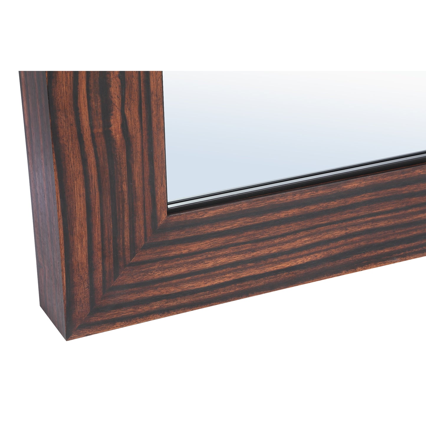 Tiess Brown Wooden Veneer Mirror Straight Frame