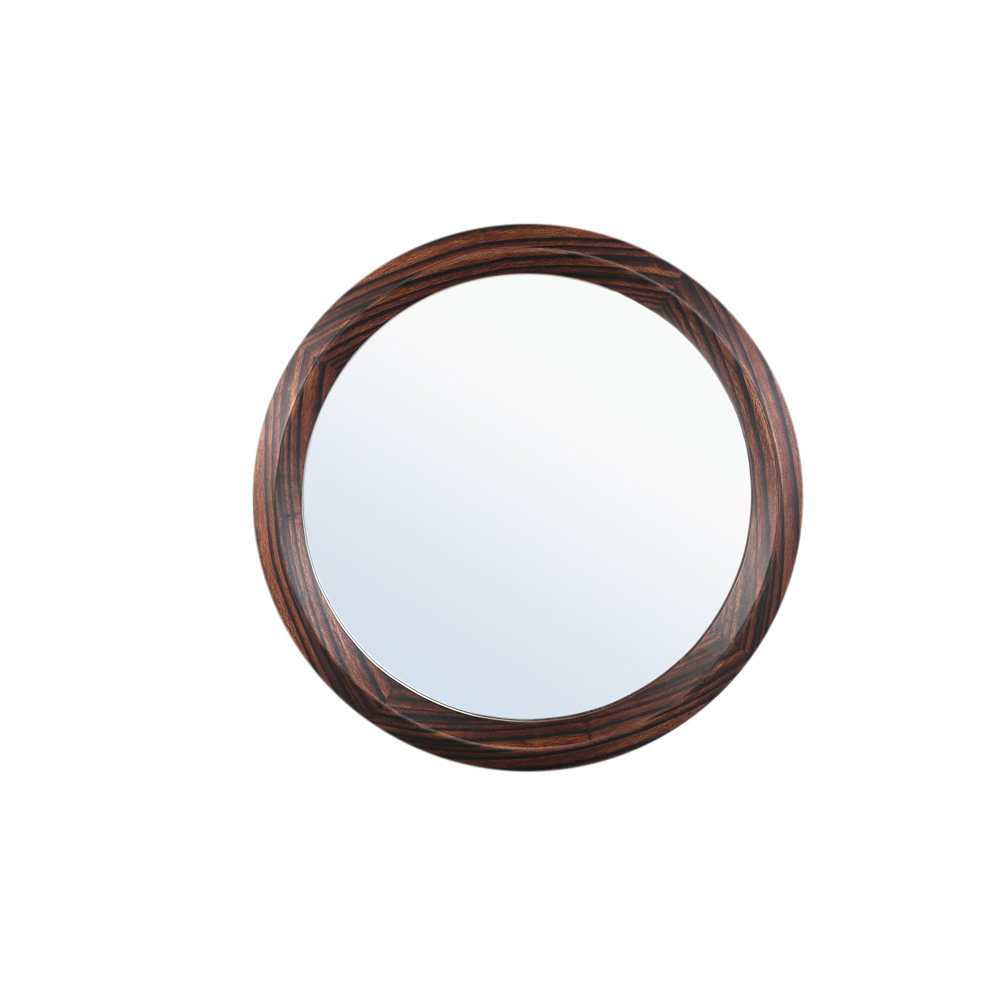 Nibbi Brown Wooden Veneer Mirror Twist Round Frame