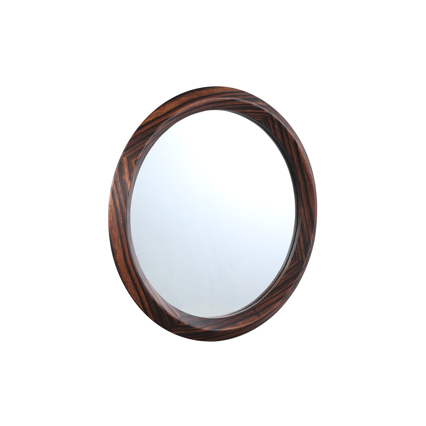 Nibbi Brown Wooden Veneer Mirror Twist Round Frame