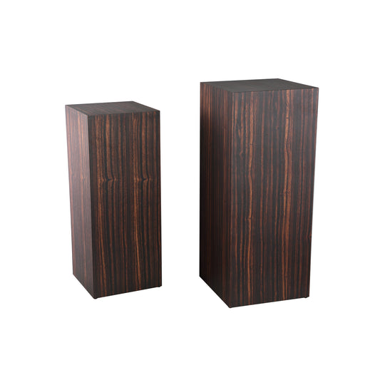 Tiess Brown Wooden Veneer Pedestal Set Of 2