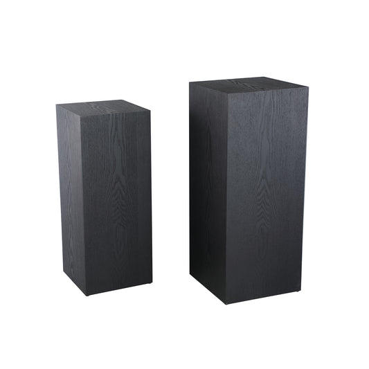 Tiess Black Wooden Veneer Pedestal Set Of 2