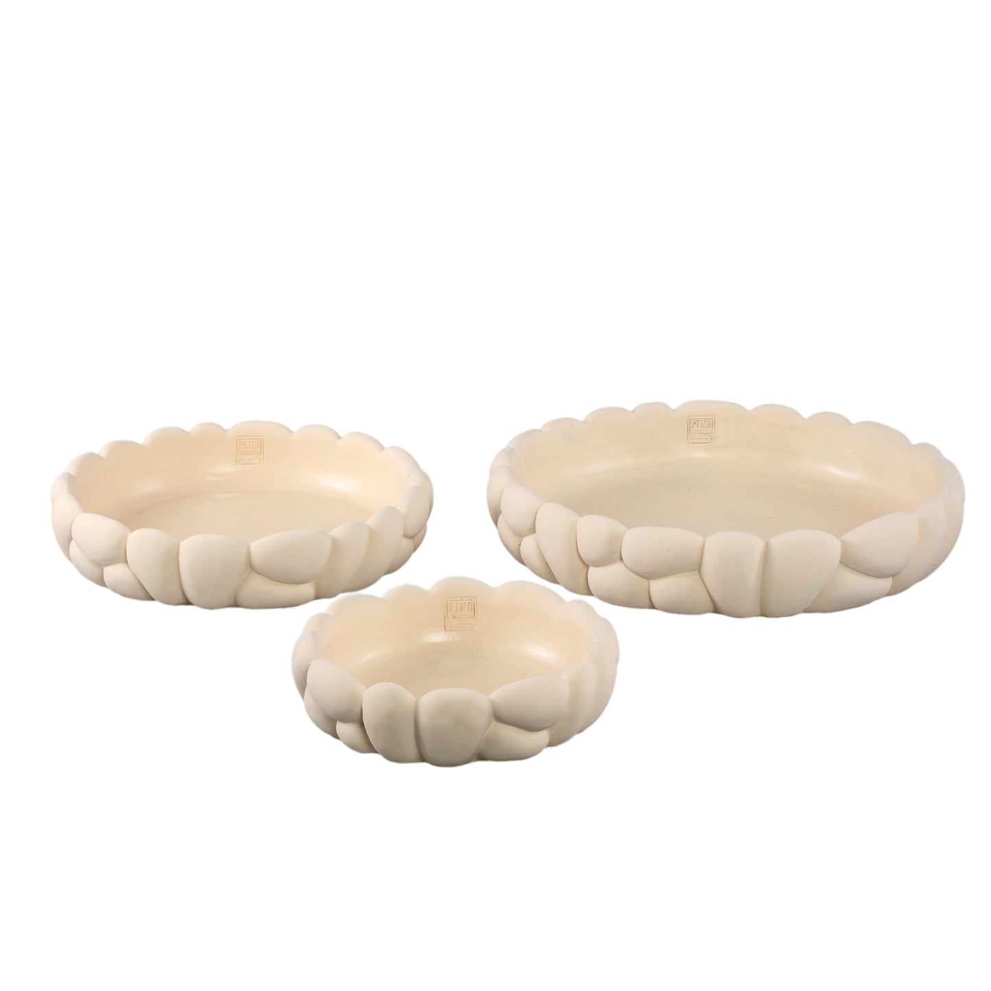 Mikay White Cement Round Smooth Rock Bowl M