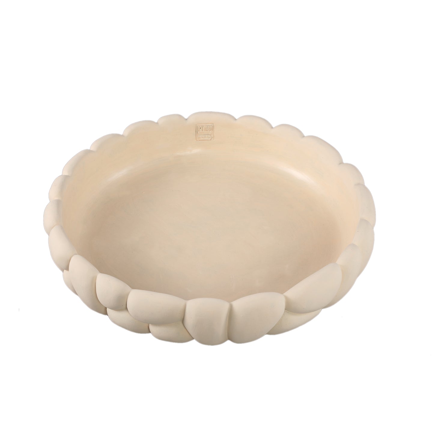Mikay White Cement Round Smooth Rock Bowl L