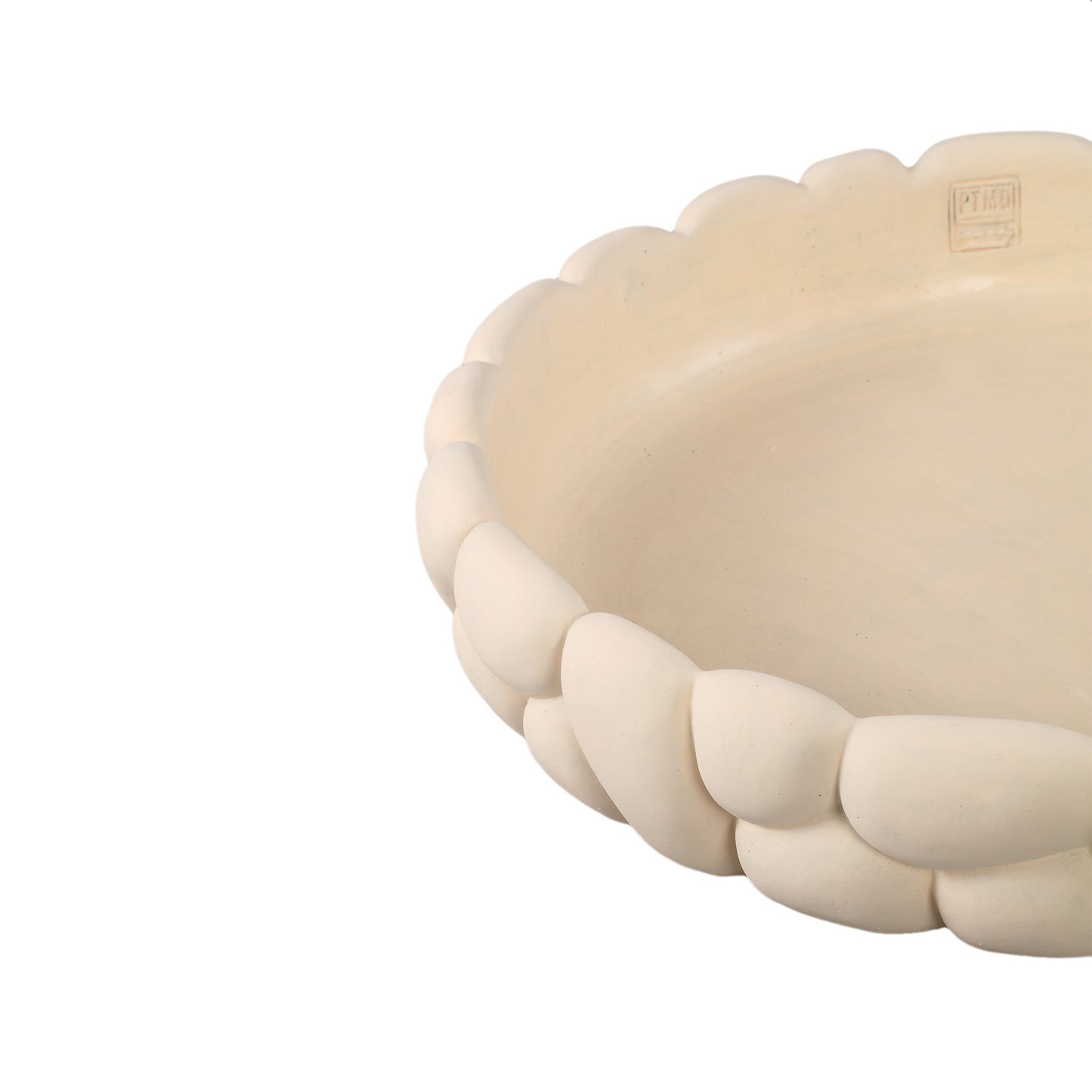 Mikay White Cement Round Smooth Rock Bowl L