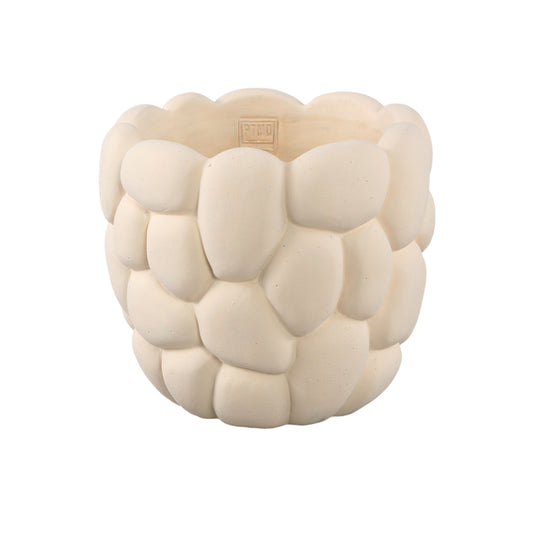 Mikay White Cement Round Smooth Rock Pot XL