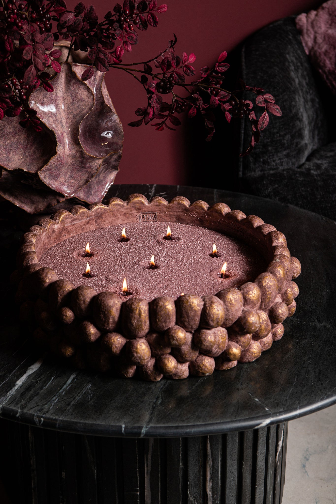 Stenley Bronze Cement Round Rough Rock Bowl S