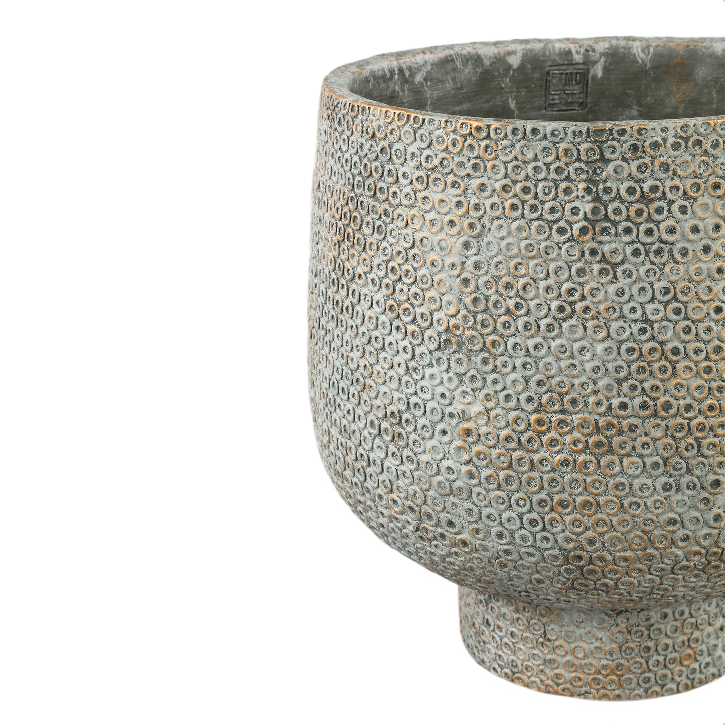 Laim Grey Cement Round Pot Dots Pattern On Base XL