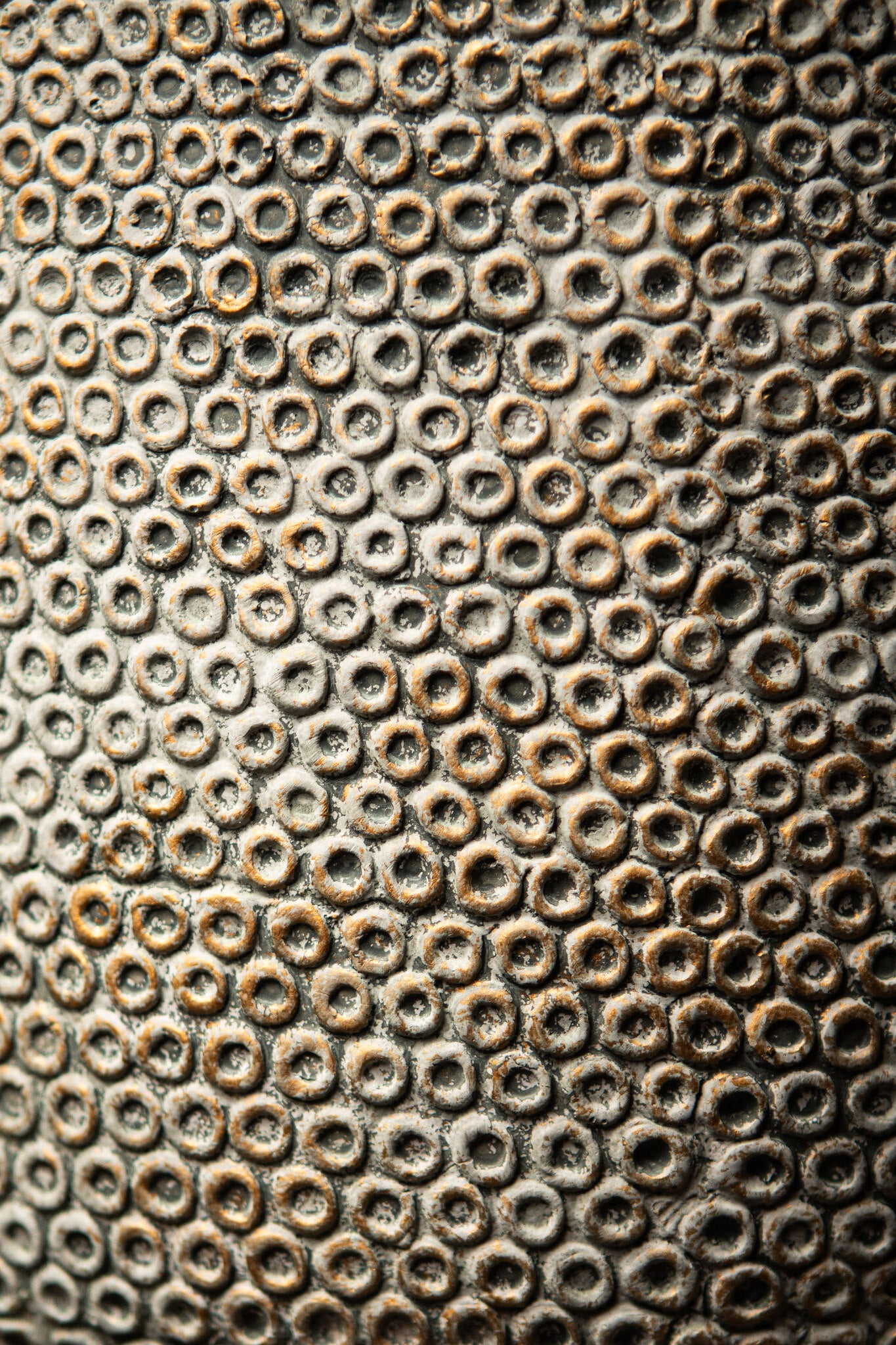 Laim Grey Cement Round Pot Dots Pattern Base XXL