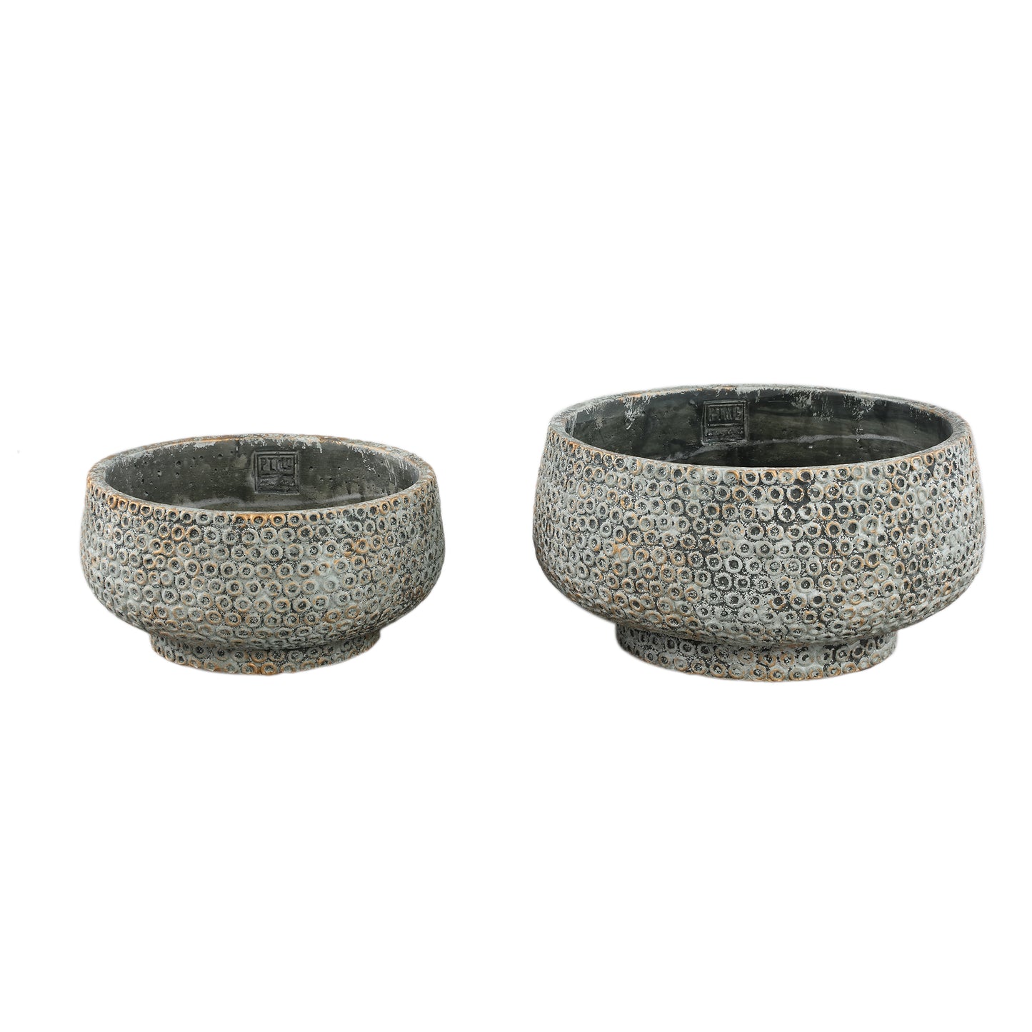 Laim Grey Cement Round Bowl Dots Pattern S