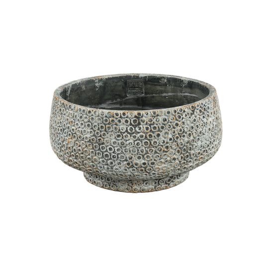 Laim Grey Cement Round Bowl Dots Pattern L