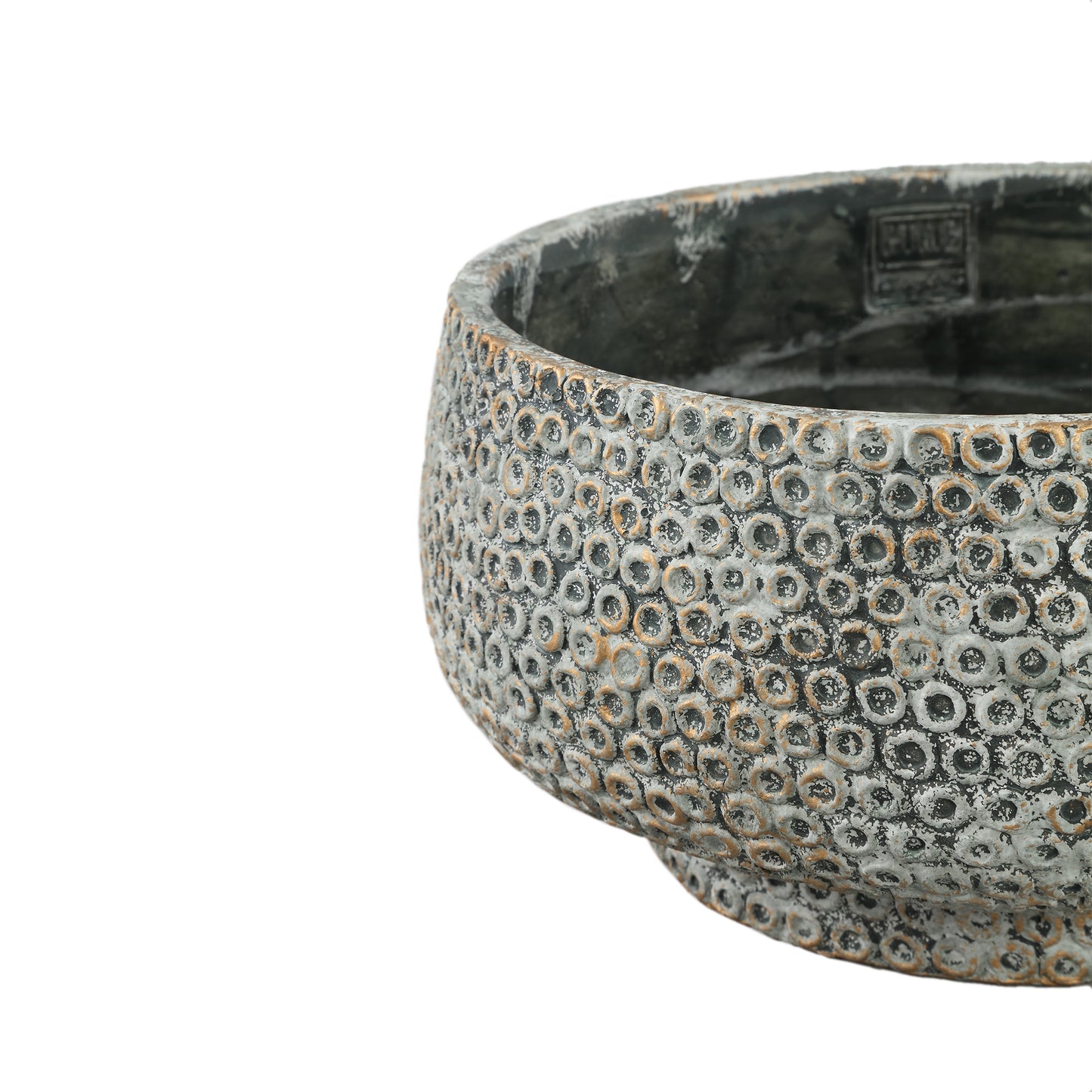 Laim Grey Cement Round Bowl Dots Pattern L