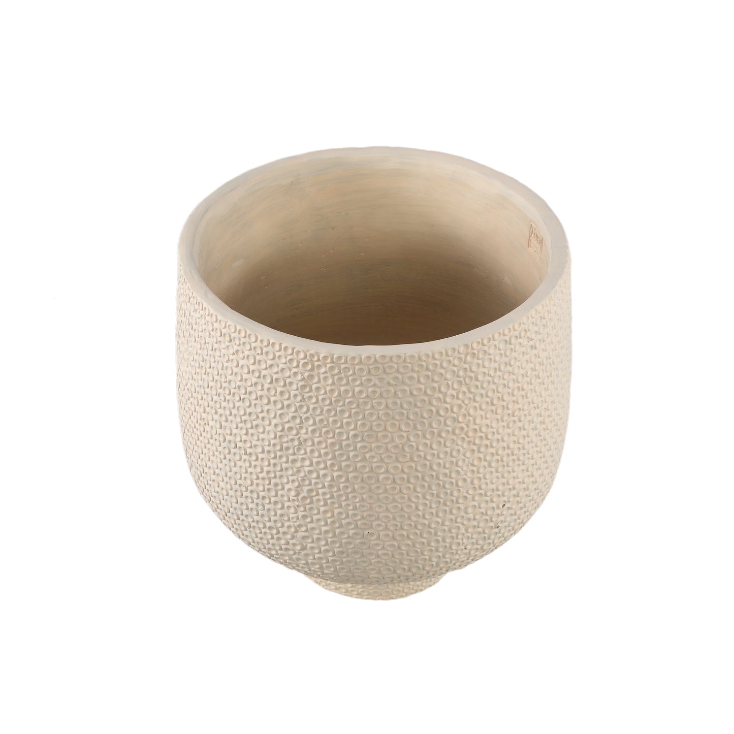 Laim Cream Cement Round Pot Dots Pattern On Base L