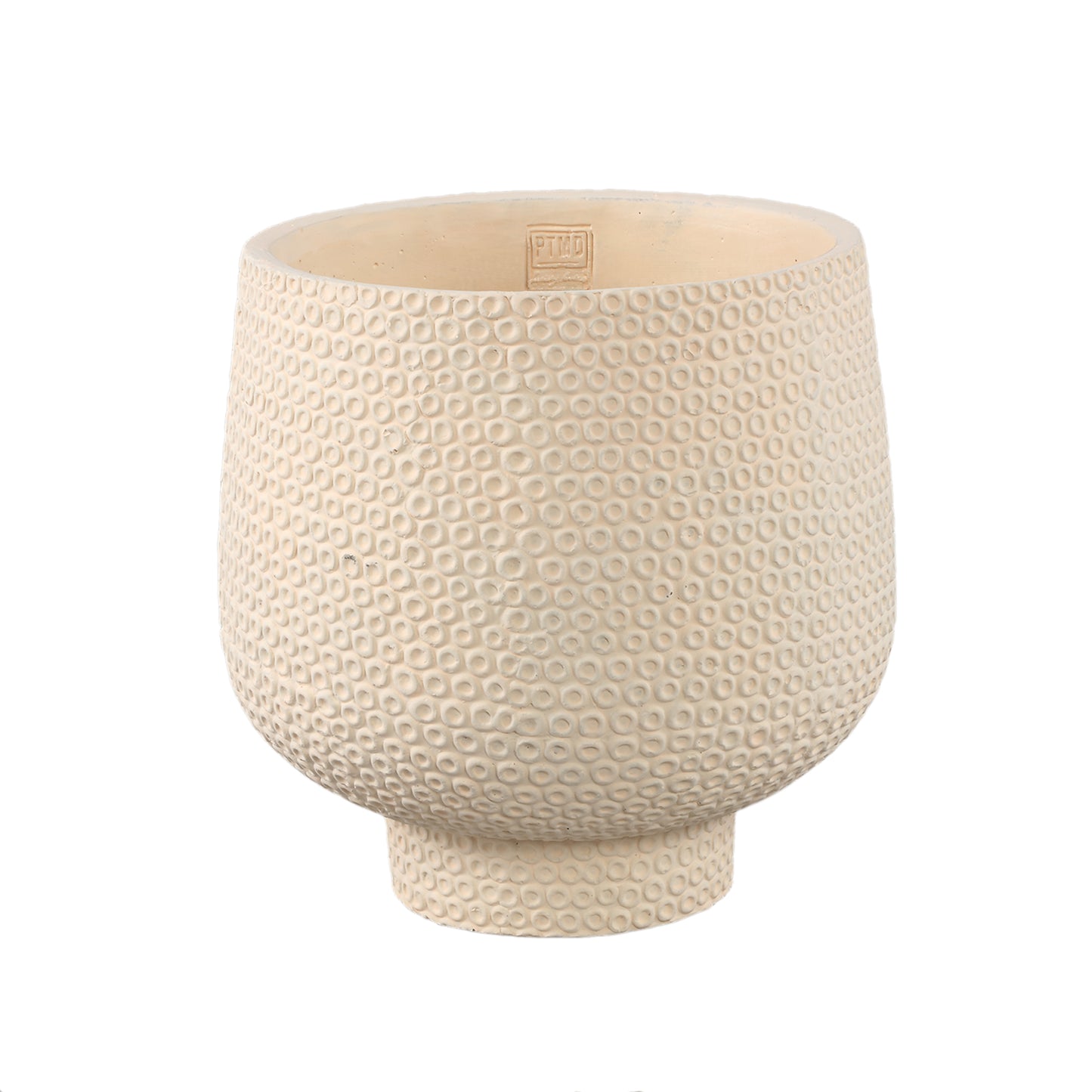 Laim Cream Cement Round Pot Dots Pattern On BaseXL