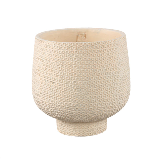 Laim Cream Cement Round Pot Dots Pattern On BaseXL