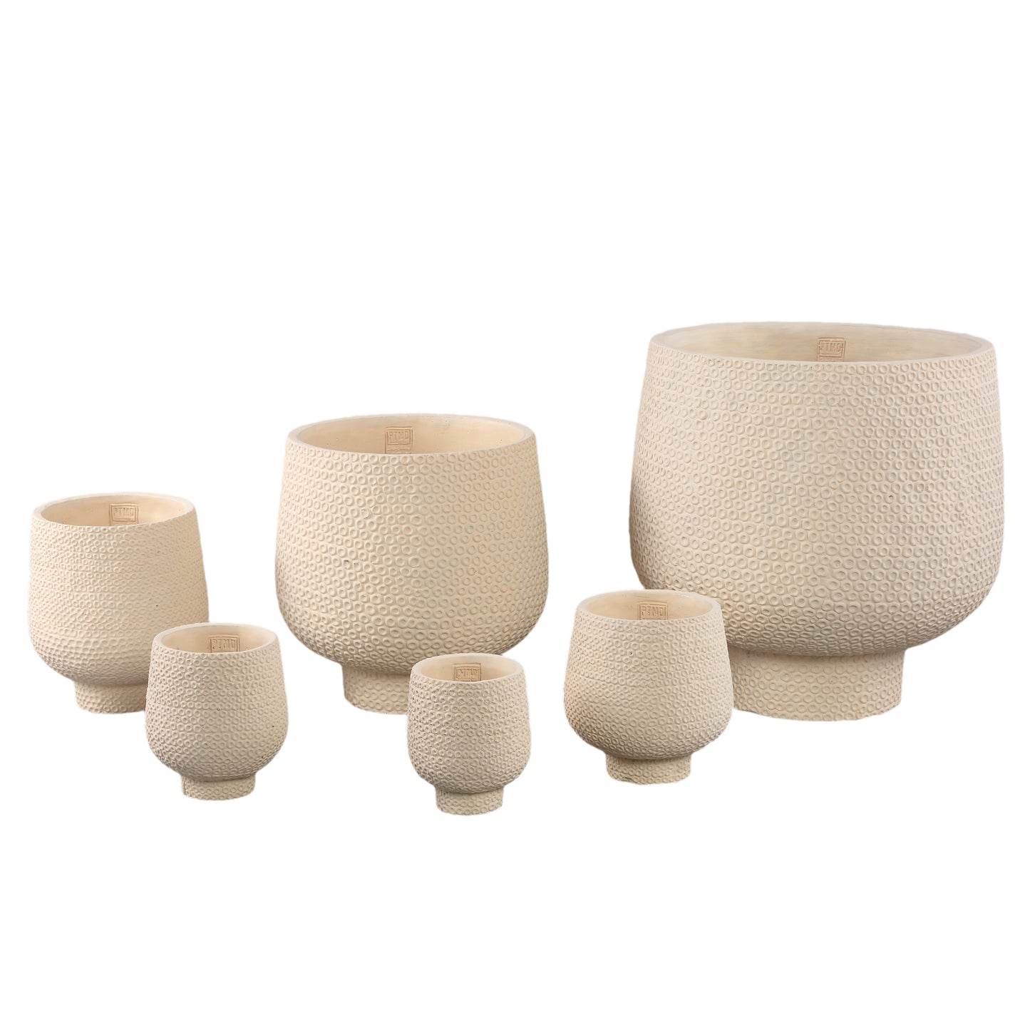 Laim Cream Cement Round Pot Dots Pattern On BaseXL