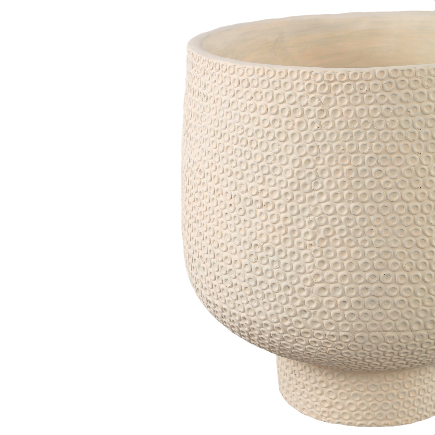 Laim Cream Cement Round Pot Dots Pattern On BaseXL