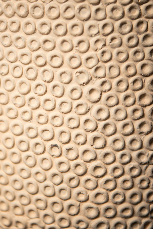 Laim Cream Cement Round Pot Dots Pattern BaseXXL