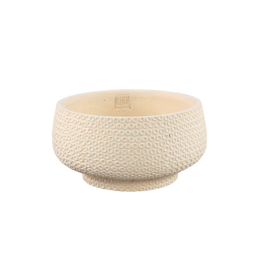 Laim Cream Cement Round Bowl Dots Pattern L