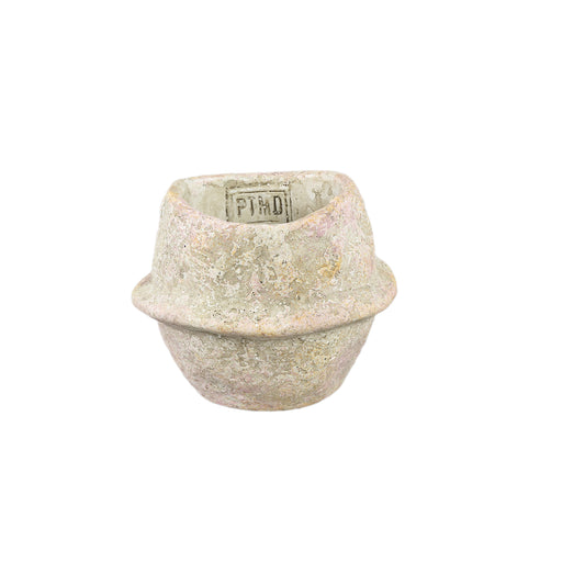 Haania Beige Cement Ronde Pot Met Middenlijn XS Set Van 12 Stuks - 12 Sets 8x10x10 cm
