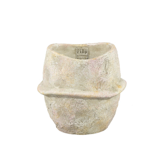 Haania Beige Cement Round Pot With Middle Line L