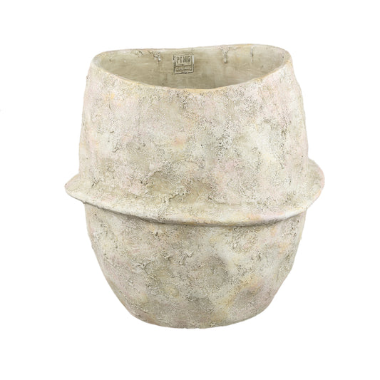 Haania Beige Cement Round Pot With Middle Line XXL