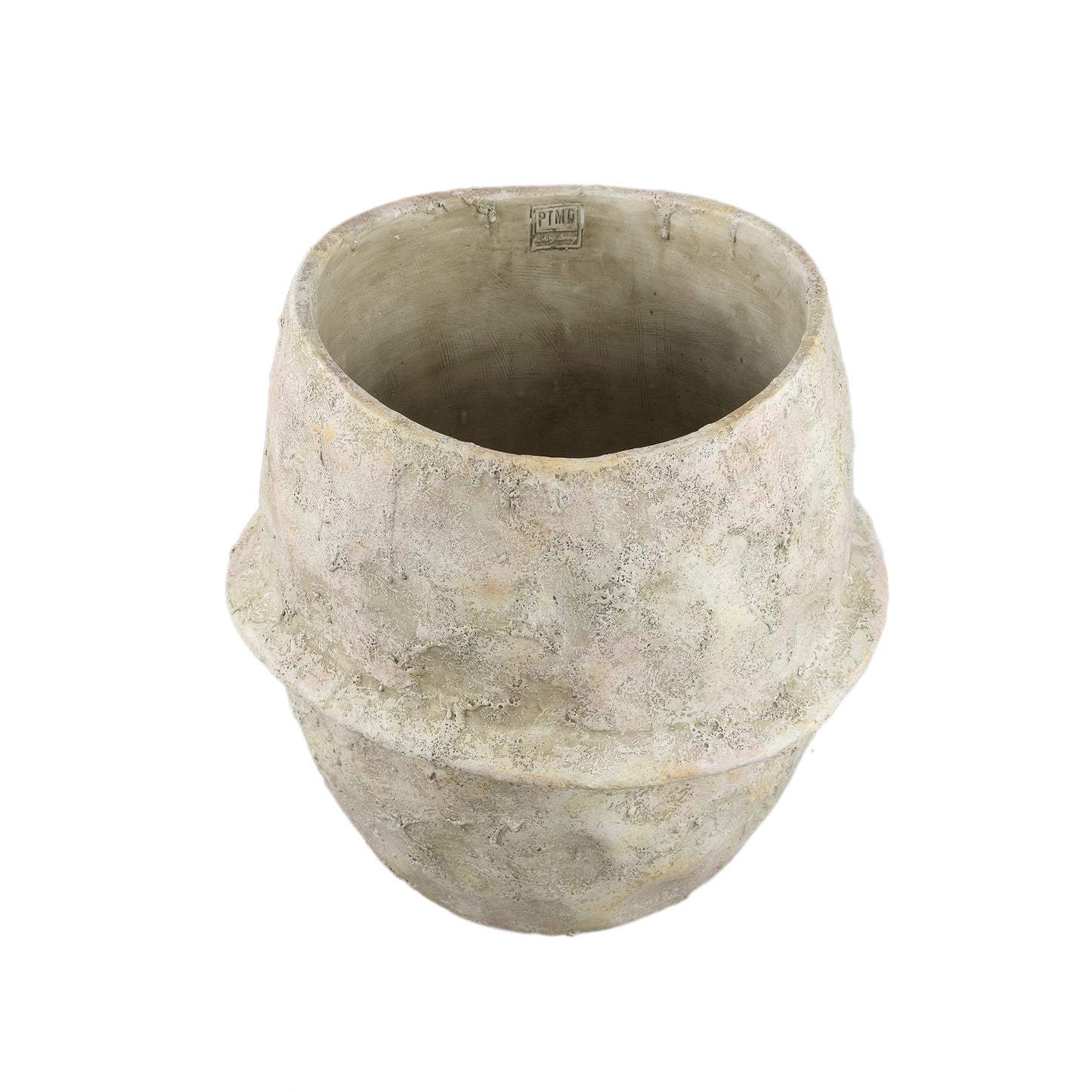 Haania Beige Cement Round Pot With Middle Line XXL