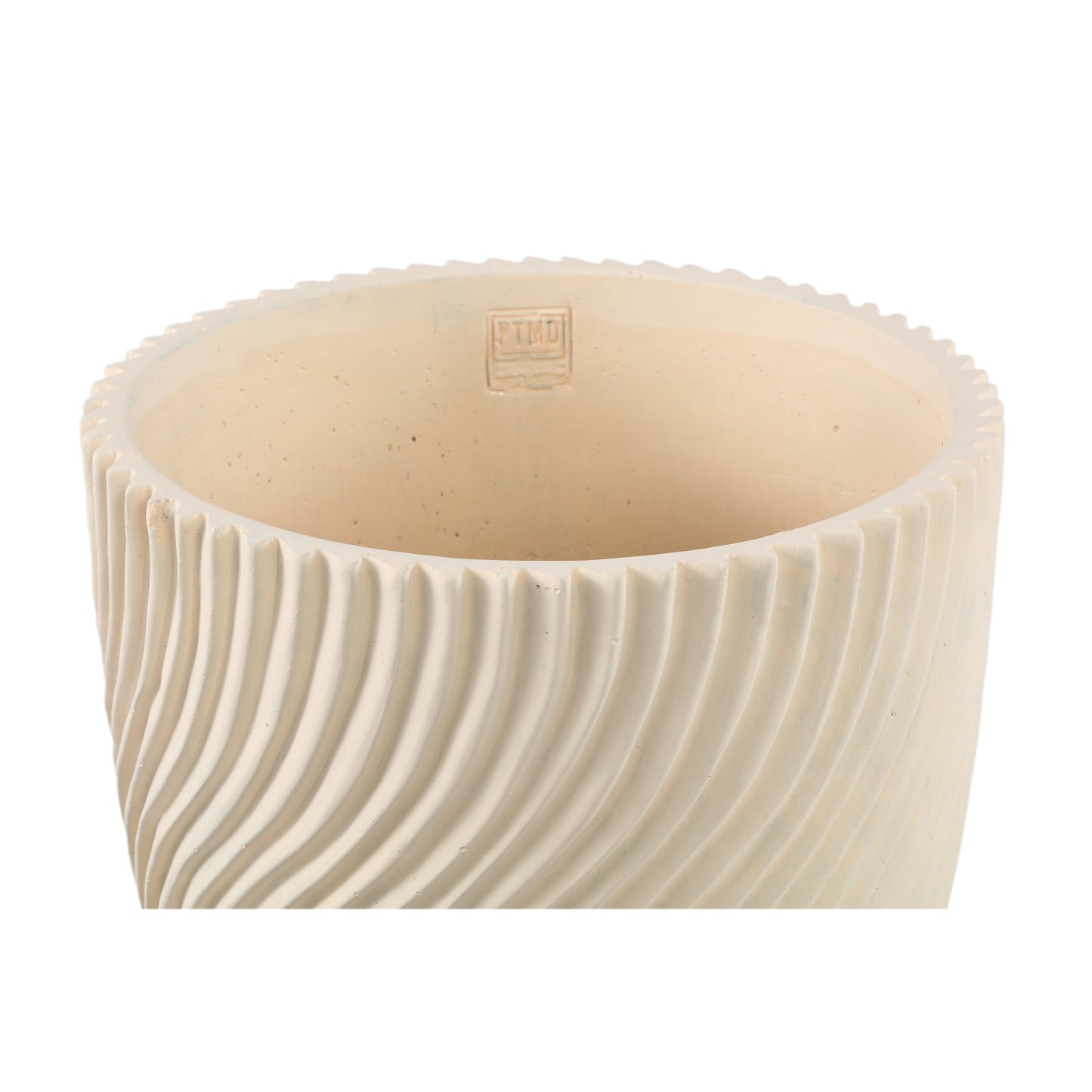 Lianna Cream Cement Round Pot Line Pattern XL