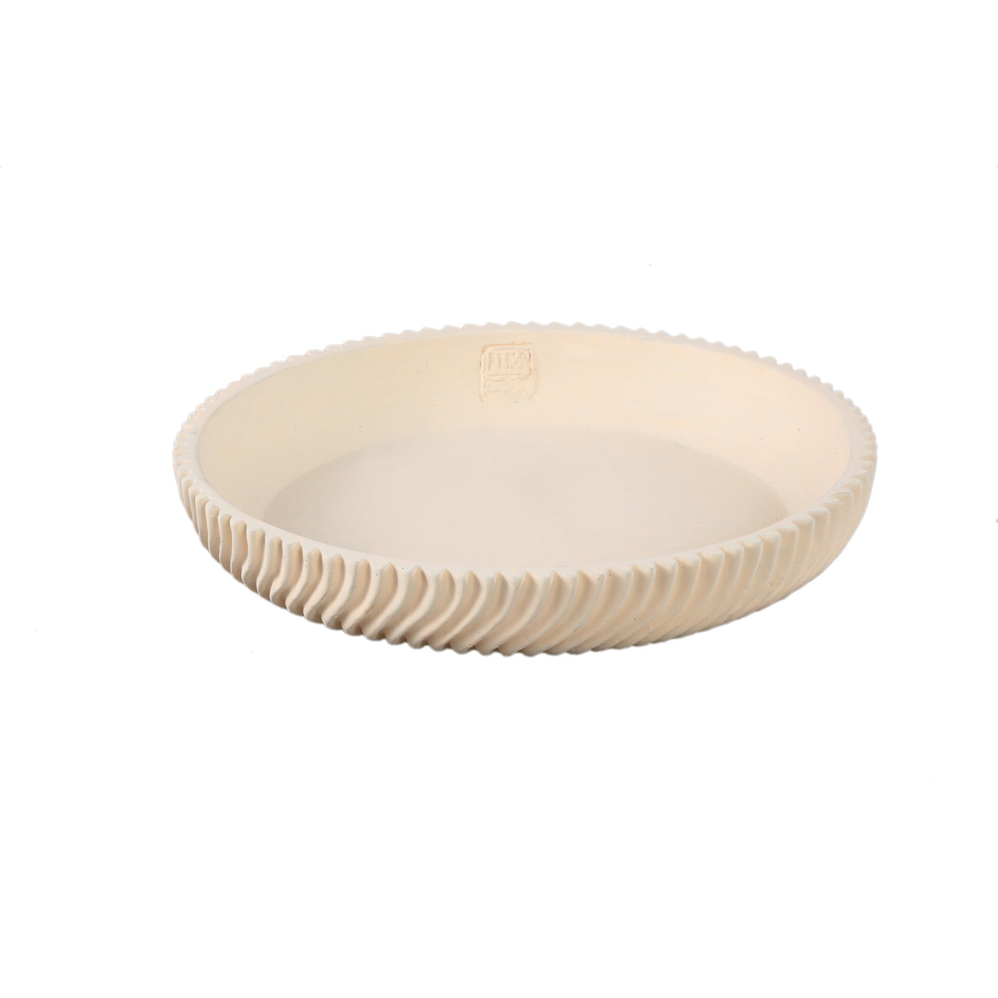 Lianna Cream Cement Round Bowl With Line Pattern M
