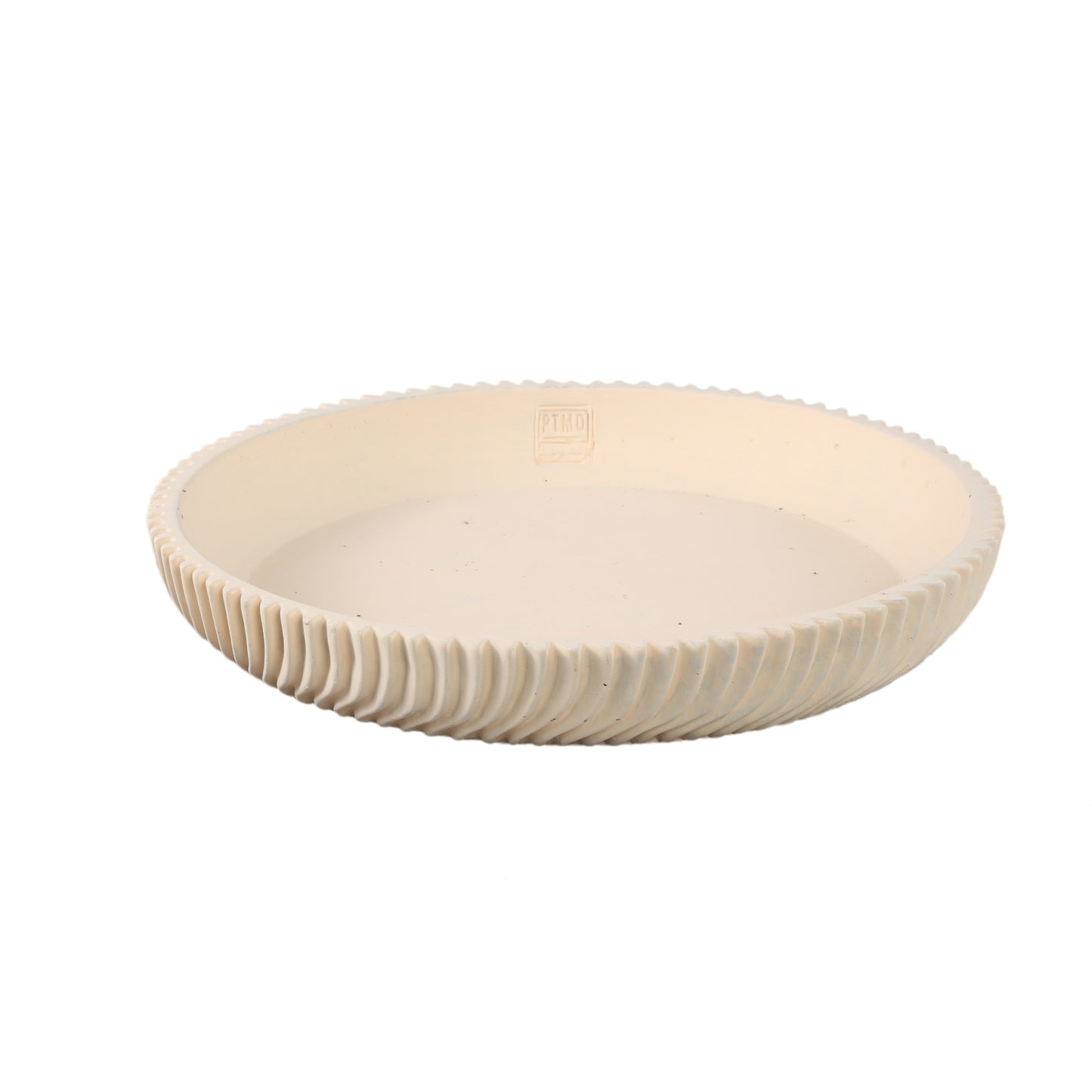 Lianna Cream Cement Round Bowl With Line Pattern L