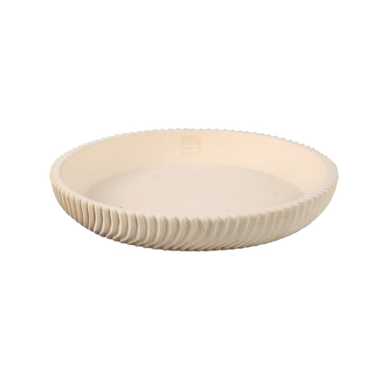 Lianna Cream Cement Round Bowl With Line Pattern L