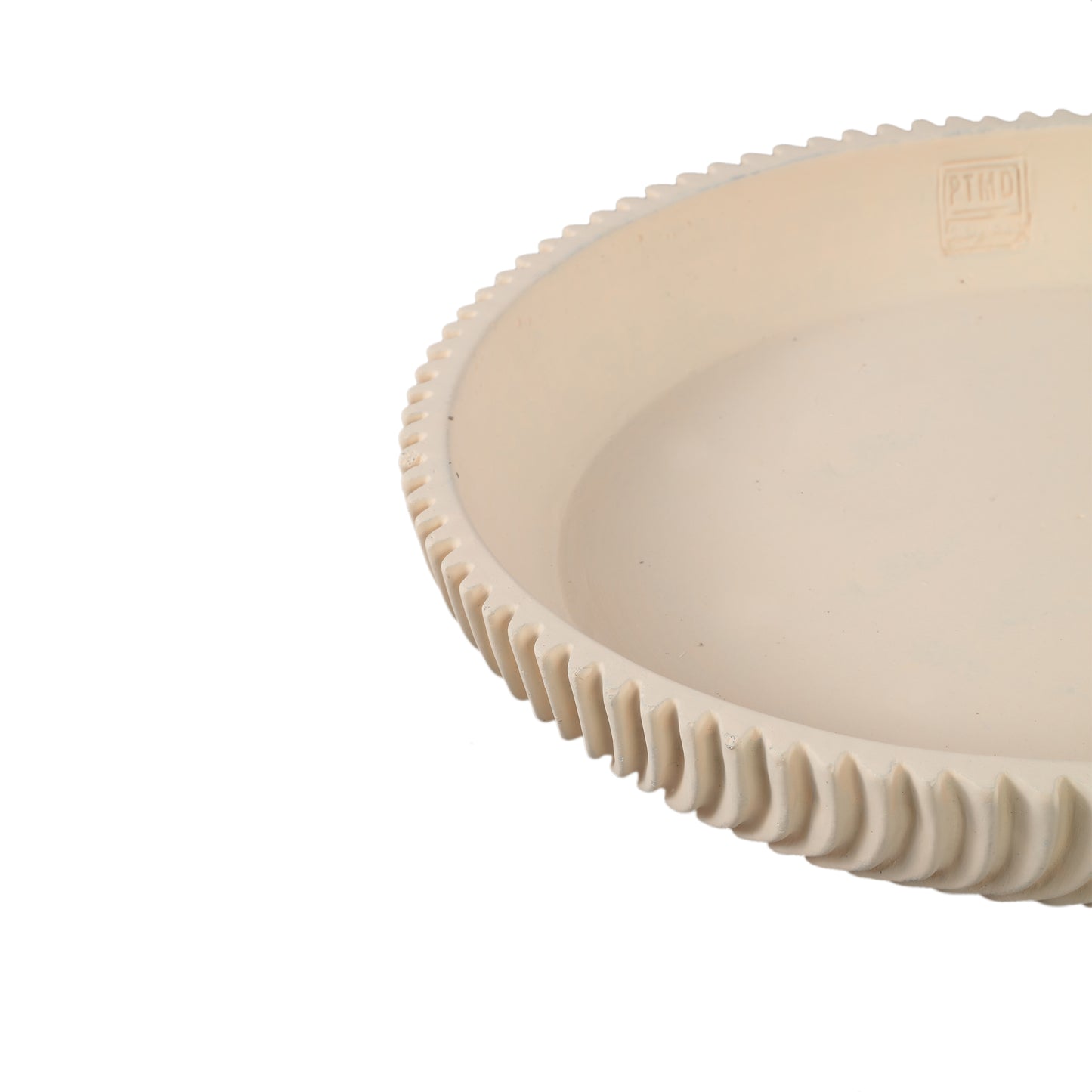 Lianna Cream Cement Round Bowl With Line Pattern L