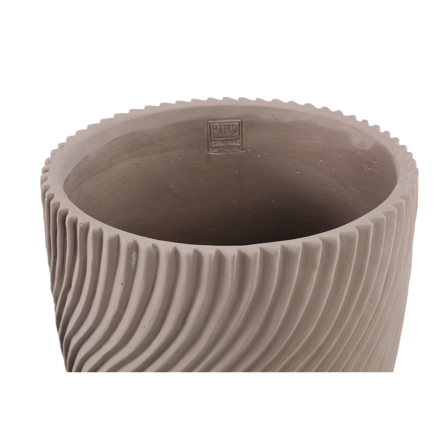 Lianna Beige Cement Round Pot Line Pattern XL
