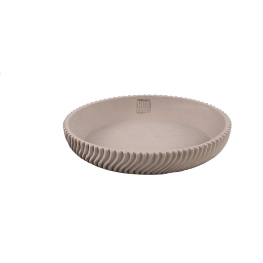 Lianna Beige Cement Round Bowl With Line Pattern M