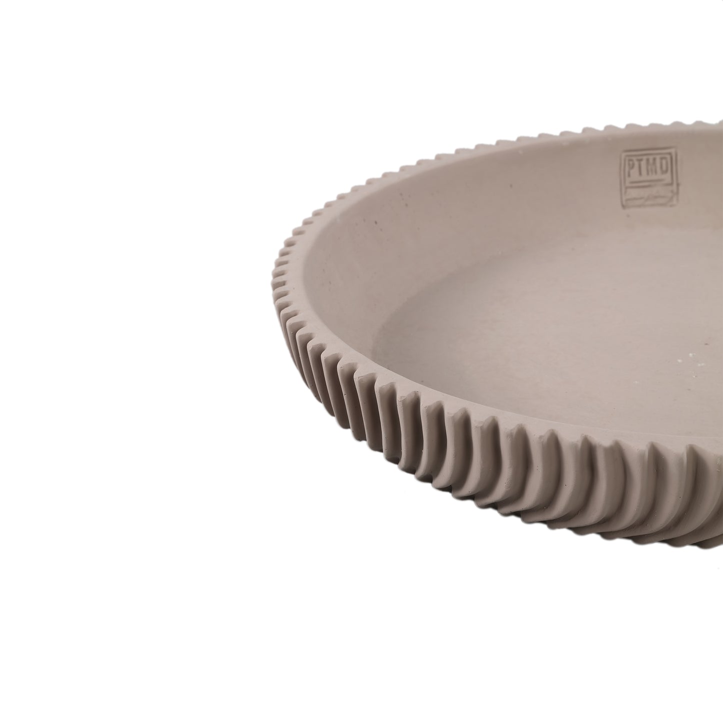 Lianna Beige Cement Round Bowl With Line Pattern M