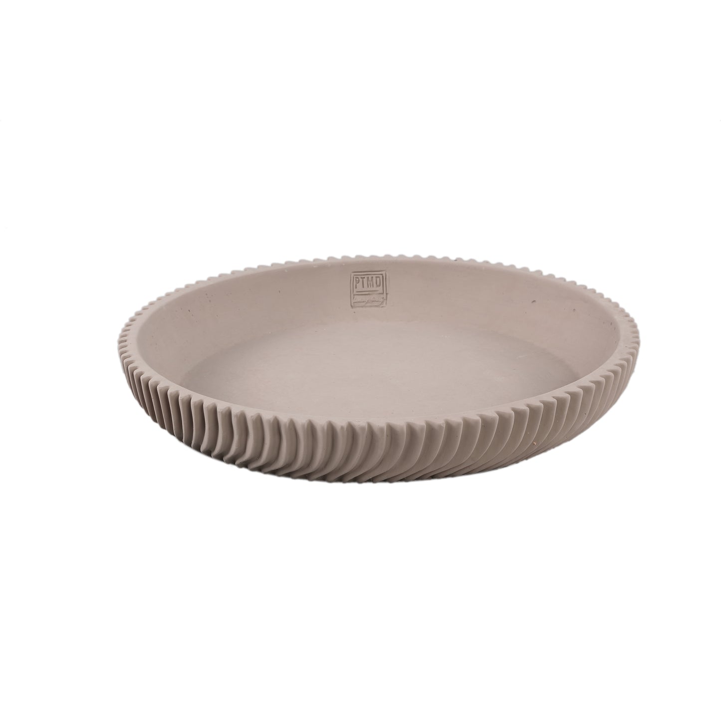 Lianna Beige Cement Round Bowl With Line Pattern L