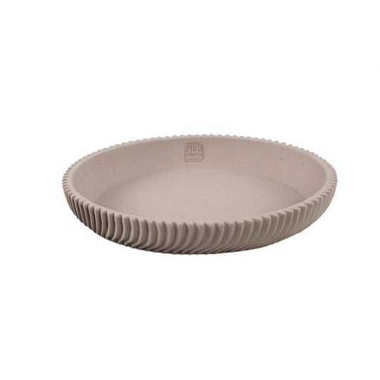Lianna Beige Cement Round Bowl With Line Pattern L