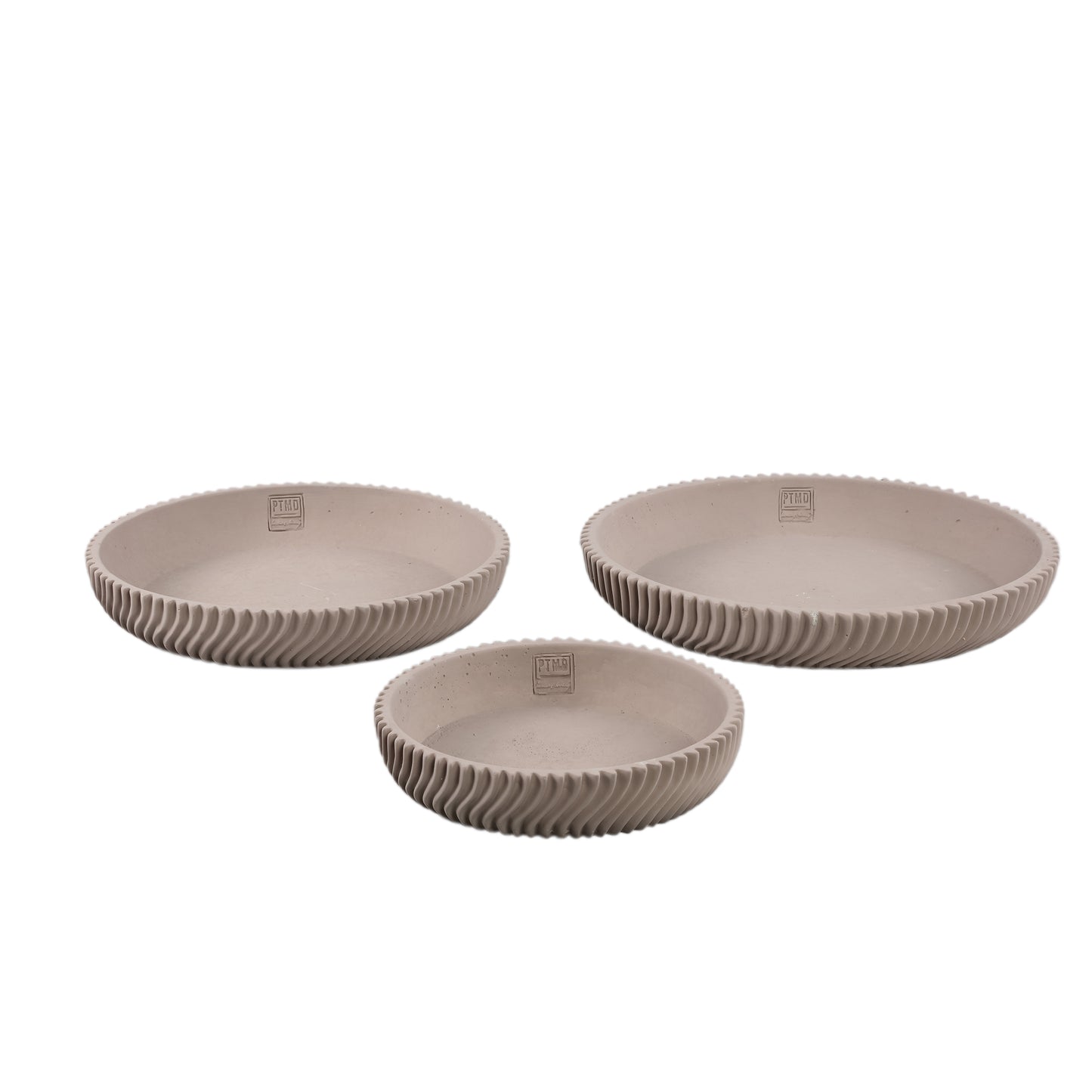 Lianna Beige Cement Round Bowl With Line Pattern L