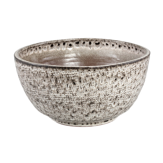 Elana White Round Ceramic Bowl With Grey Pattern L