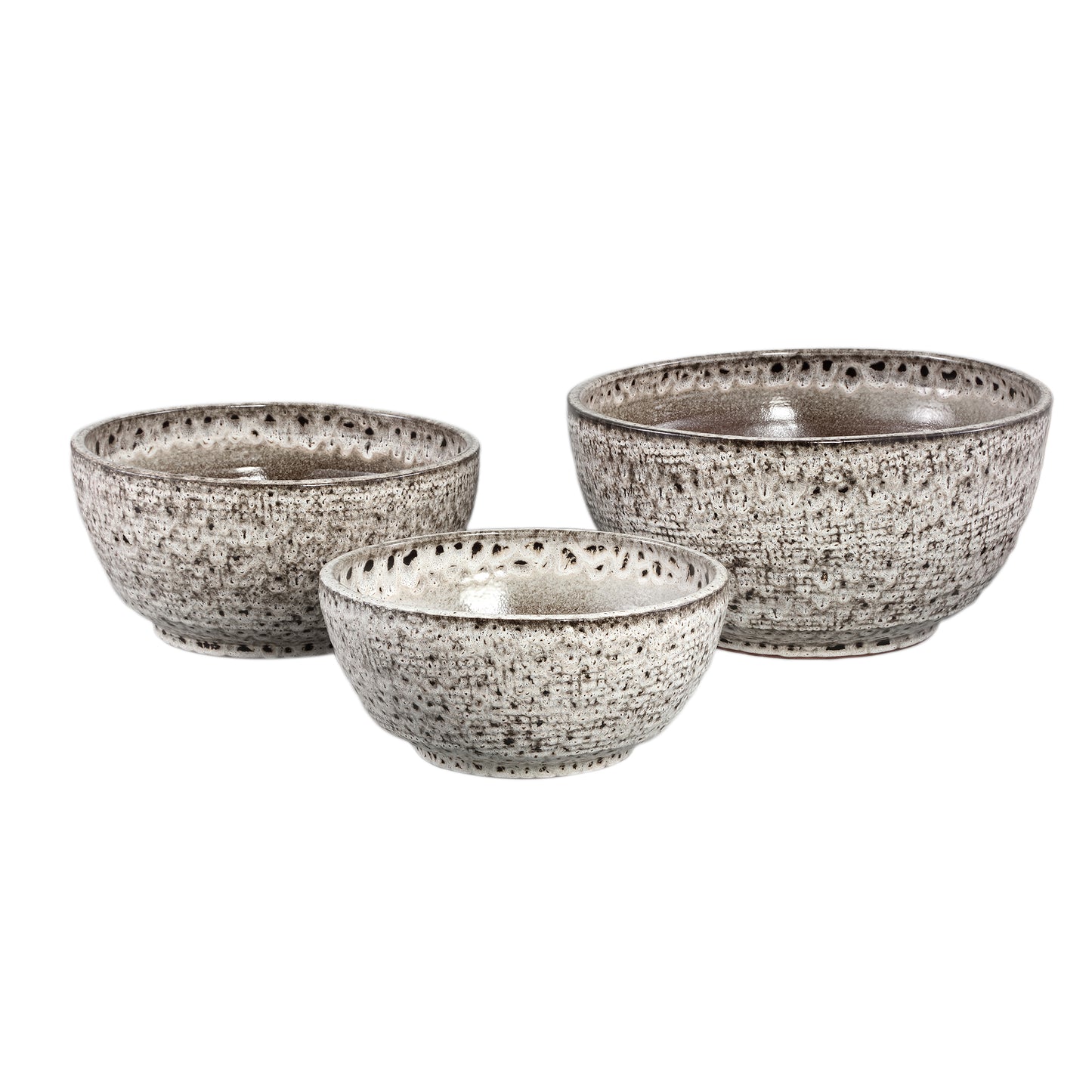 Elana White Round Ceramic Bowl With Grey Pattern L