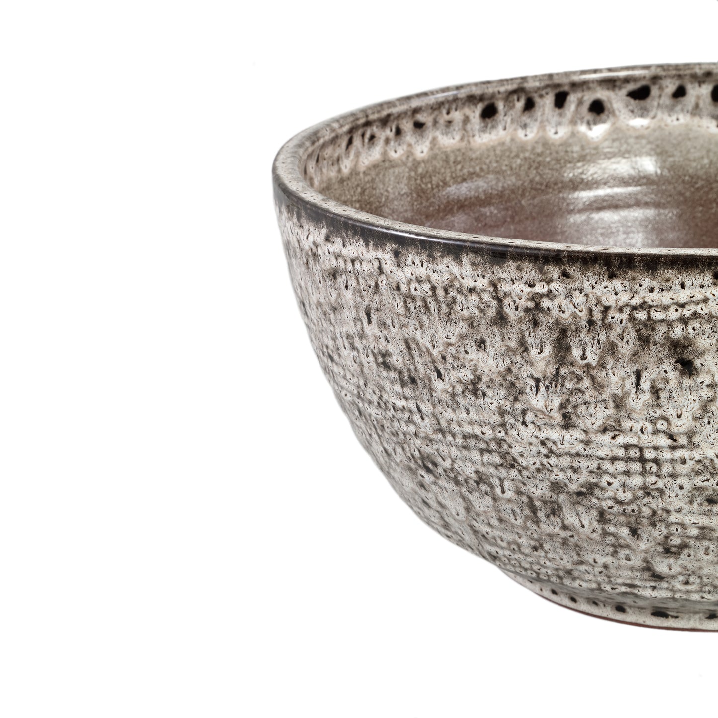 Elana White Round Ceramic Bowl With Grey Pattern L