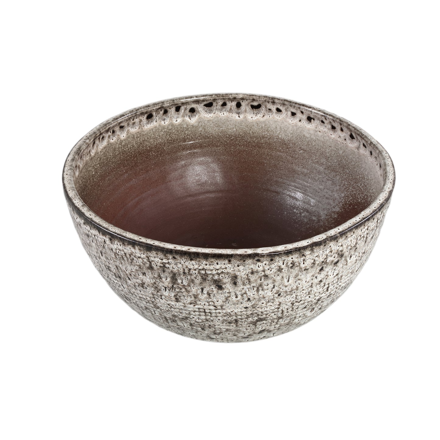 Elana White Round Ceramic Bowl With Grey Pattern L