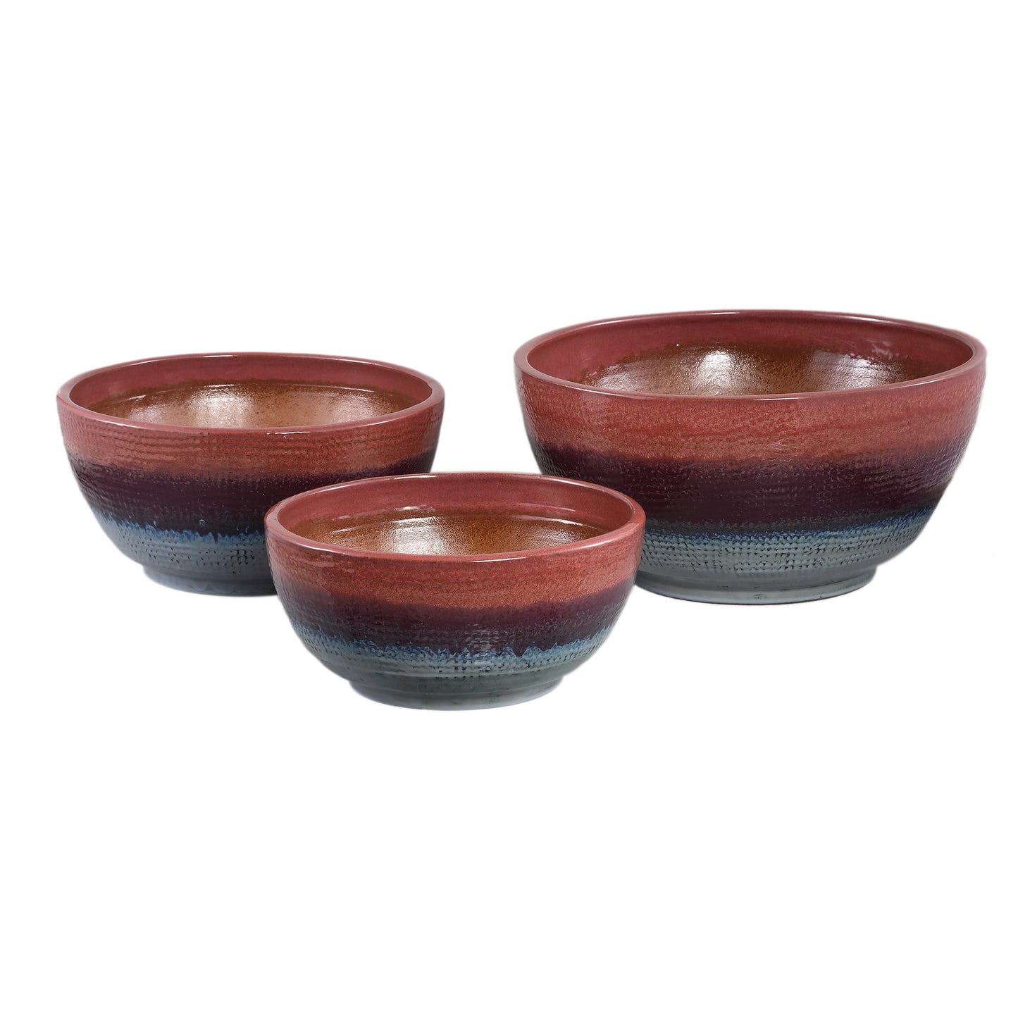 Elana Purple Round Ceramic Bowl Ombre Pattern L