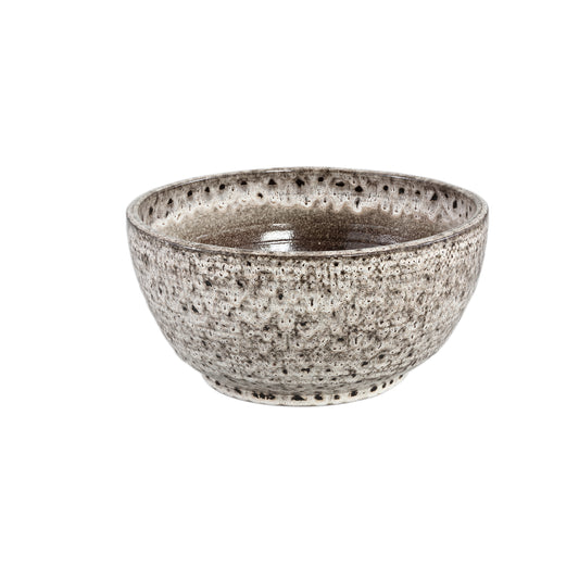 Elana White Round Ceramic Bowl With Grey Pattern M