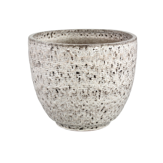 Elana White Round Ceramic Pot With Grey PatternXXL