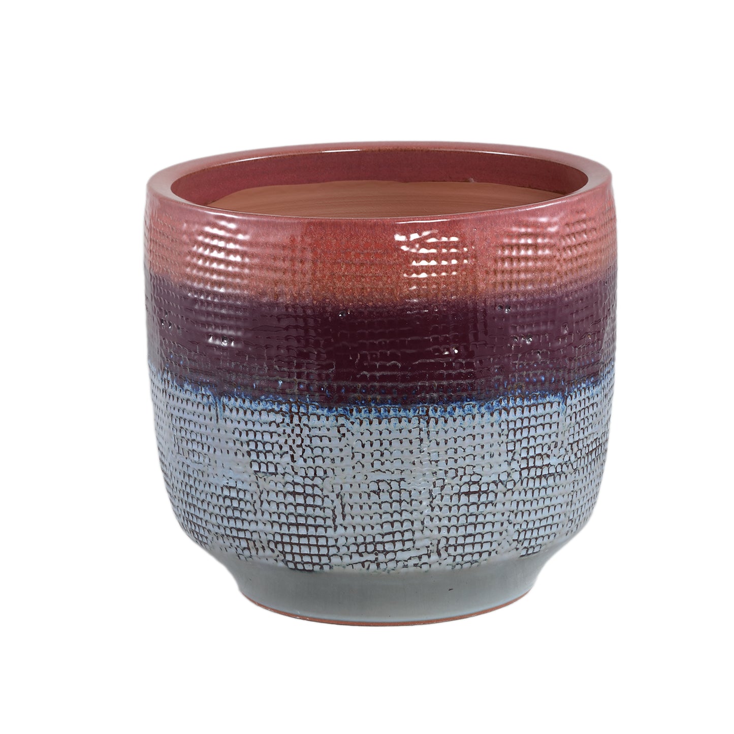 Elana Purple Round Ceramic Pot Ombre Pattern XL