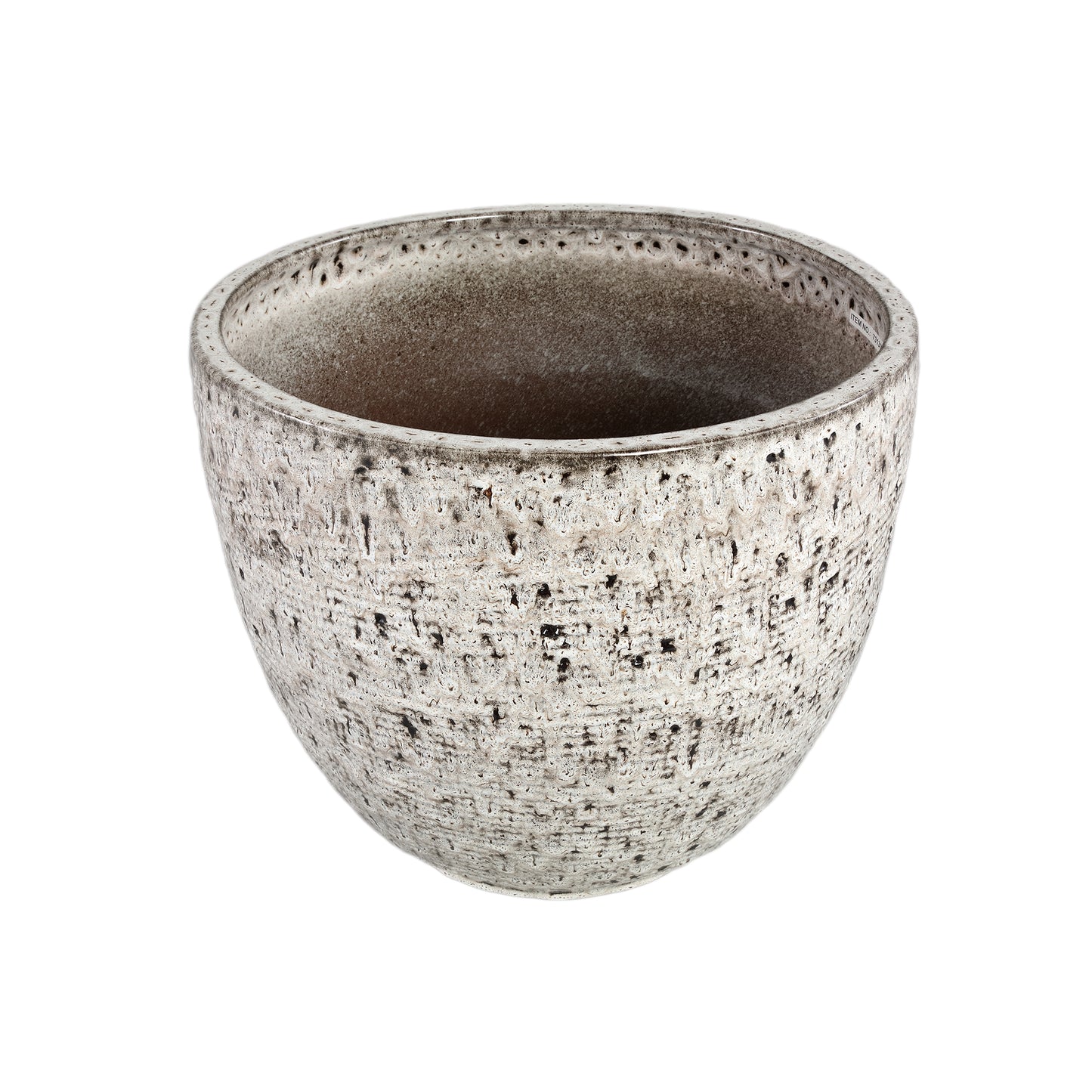 Elana White Round Ceramic Pot With Grey Pattern L